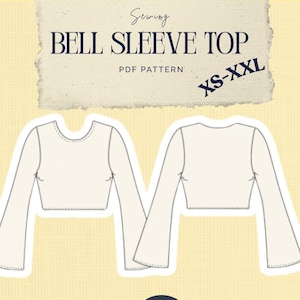 Bell Sleeve Top Sewing Pattern PDF | Flare Sleeve Knit Top Pattern | Stretch Top Pattern | Instant Download | Bilingual