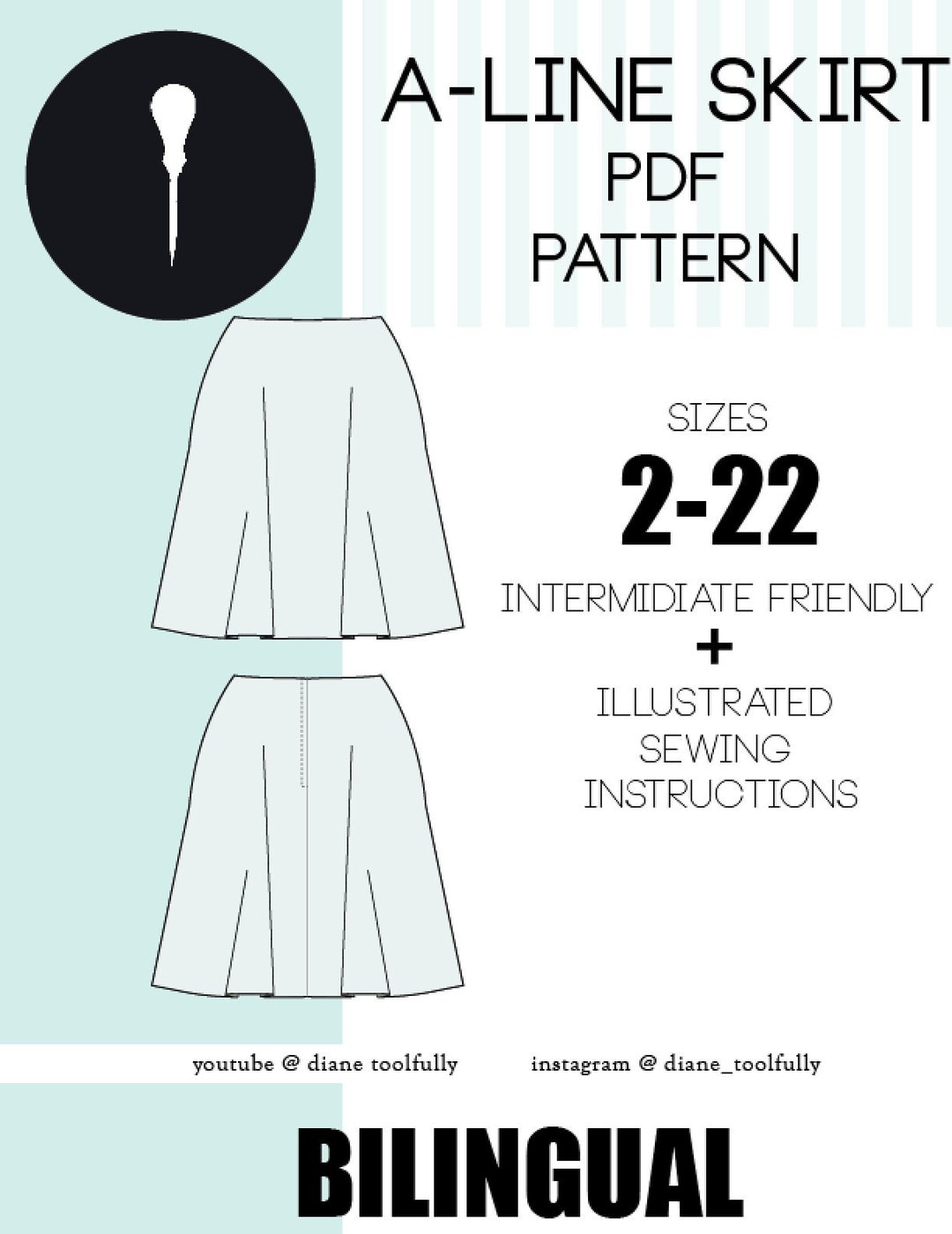 A-line Skirt PDF Sewing Pattern. - Etsy