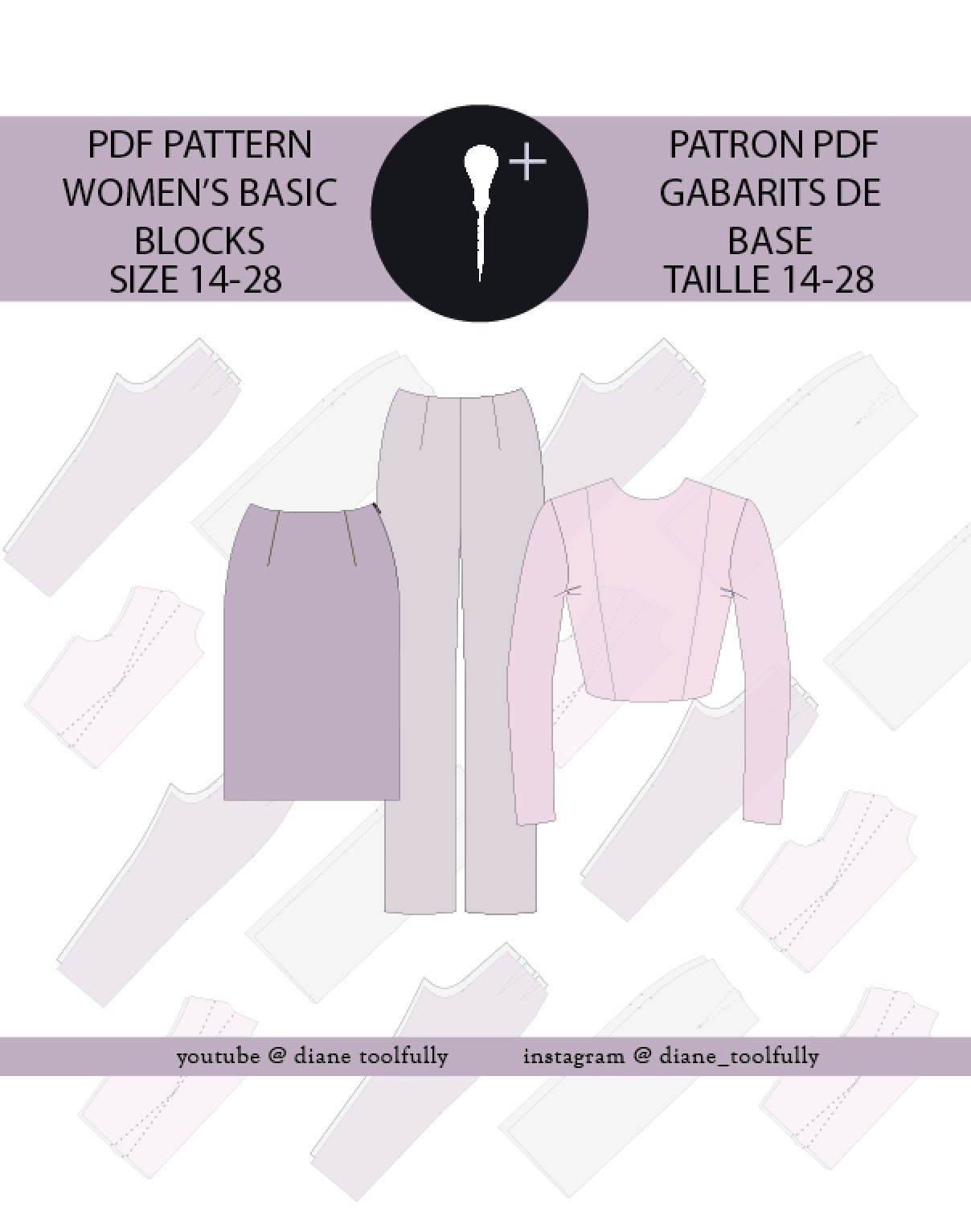 Basic Block Pdf Pattern Plus size basic blocks PDF sewing pattern. - Etsy Canada