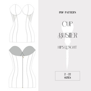 Bustier with cups PDF sewing pattern.