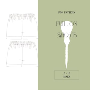 Pull on shorts PDF sewing pattern.