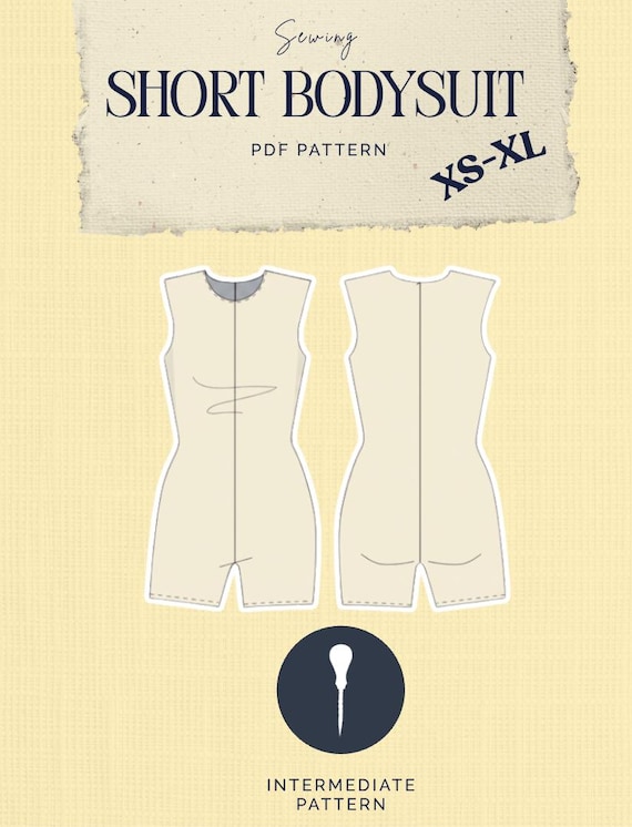 Short Bodysuit Sewing Pattern PDF - Women’s Bodysuit Pattern - Stretch Fabric Clothing Pattern - Digital Download - Seam Allowance Included