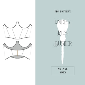 Patrón de costura PDF para corpiño bajo el busto - Patrón de costura para top tipo corsé - Patrón de moda femenina - Descarga digital - Incluye margen de costura
