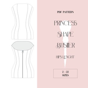 Princess cut bustier PDF sewing pattern.