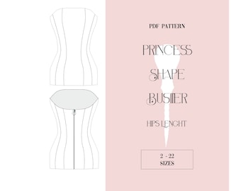 Patron bustier découpe Princesse PDF pattern princess cut bustier.