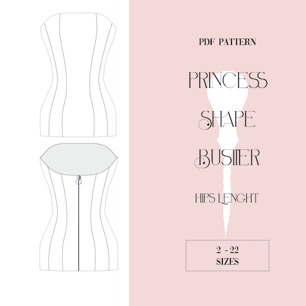 Patron bustier découpe Princesse PDF pattern princess cut bustier.