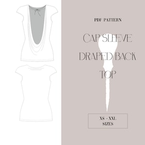 Draped back top PDF sewing pattern.