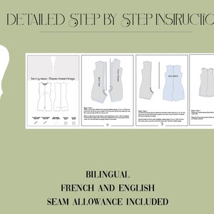 Puede incluir: Un conjunto de cuatro instrucciones de patr&oacute;n de costura para un vestido sin mangas. Las instrucciones est&aacute;n en ingl&eacute;s y franc&eacute;s. El patr&oacute;n incluye margen de costura.