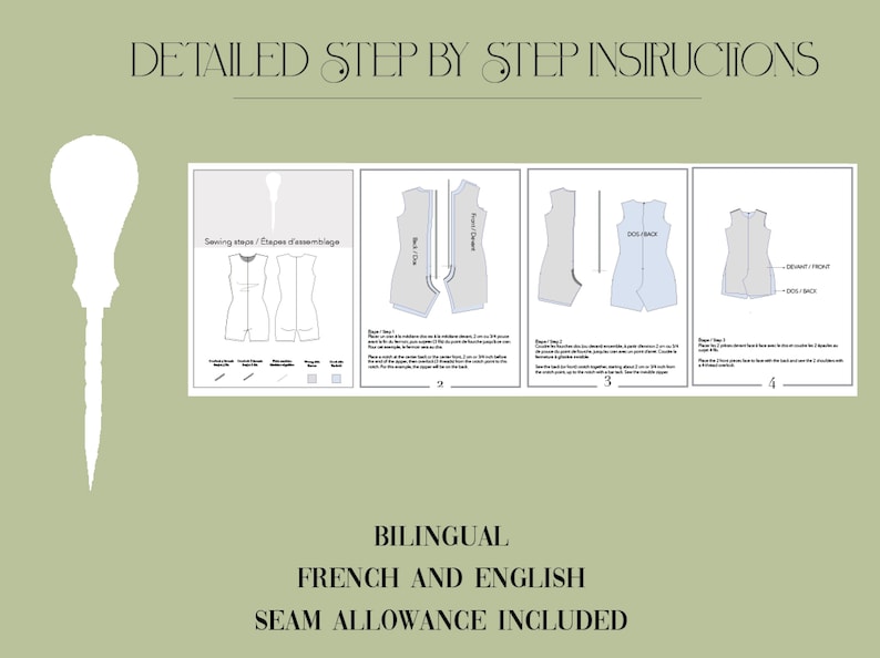 Puede incluir: Un conjunto de cuatro instrucciones de patr&oacute;n de costura para un vestido sin mangas. Las instrucciones est&aacute;n en ingl&eacute;s y franc&eacute;s. El patr&oacute;n incluye margen de costura.