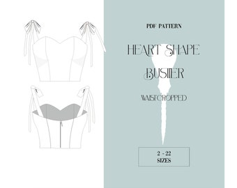 Cropped Heart Bustier PDF pattern.