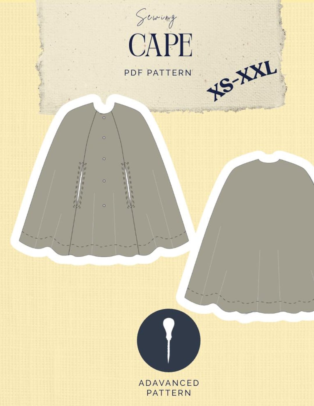 Structured Cape Pattern Cape Sewing Pattern PDF | Cloak Cape Pattern | Elegant Outerwear Cape ...