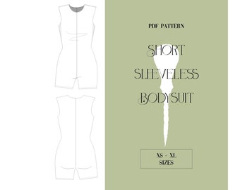 Short Sleeveless bodysuit Pattern PDF.