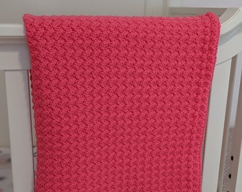 Pink Handmade Baby Blanket | Crochet Baby Blanket | Bassinet Crib Stroller Blanket