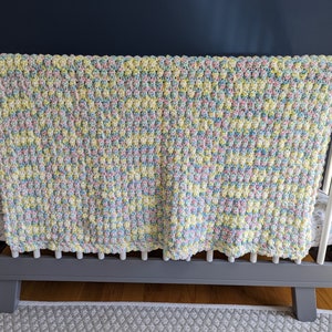 Rainbow Pastel Handmade Baby Blanket | Crochet Baby Blanket | Bassinet Crib Stroller Blanket