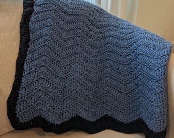 Blue and black handmade blanket | Crochet Blanket