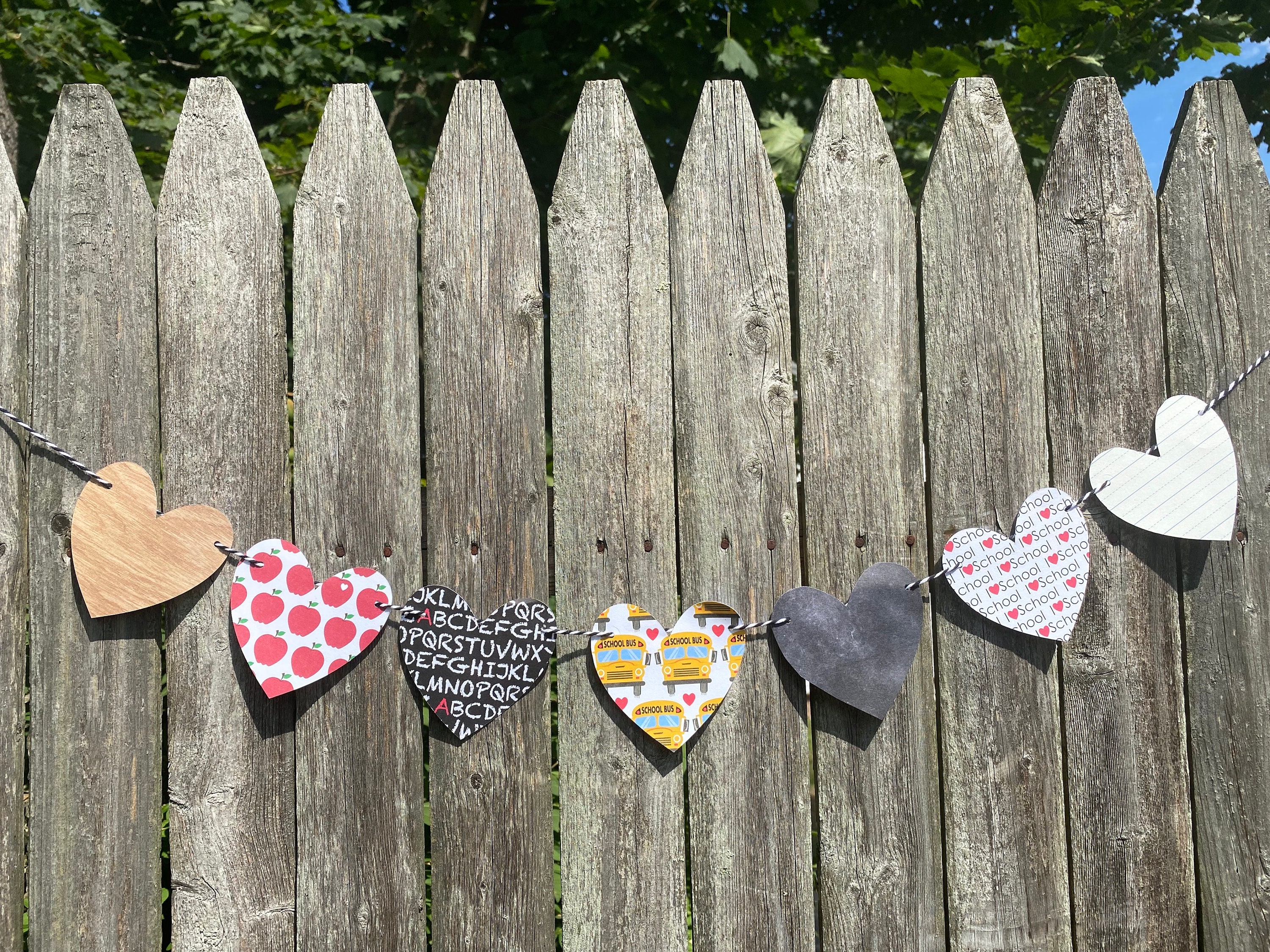 SCHOOL HEART GARLAND, Classroom Decor, Teacher, Back to School, First ...