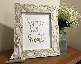 Home Sweet Home Hand Lettered Gold Print