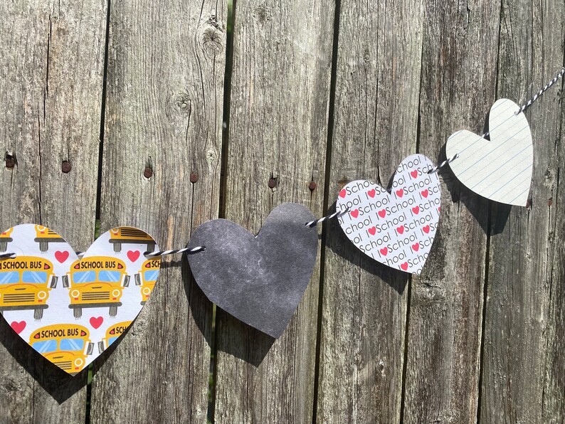 SCHOOL HEART GARLAND, Classroom Decor, Teacher, Back to School, First ...