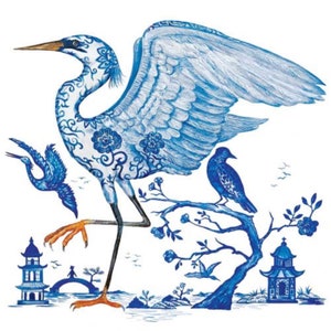 Decoupage Napkin Blue and White Egret (2 Napkins)