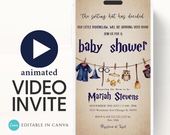 Wizard Baby Shower Video Invitation: Sorting Hat Theme (Digital Download)
