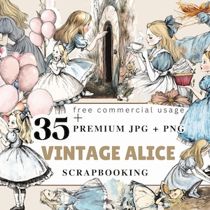 Alice in Wonderland PNG Clipart. Watercolor Alice Mad Hatter White Rabbit Tea Party Illustration,Alice digital Scrapbook. Instant download-5