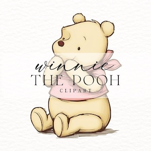 Imágenes prediseñadas de Winnie the Pooh, imágenes prediseñadas de Winnie the Pooh con camisa rosa, Winnie the Pooh clásico, Winnie PNG, álbum de recortes de Winnie Pooh, diseño de Winnie PNG-3