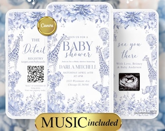 Safari Baby Shower Video Invitation: Toile de Jouy Animals (Digital Download)-9