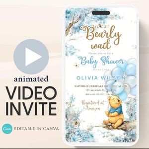 Winnie The Pooh Invitation, Winnie The Pooh Baby Shower Invitations, Winnie The Pooh Invitations Video invitation, Winnie baby shower-15b