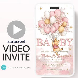 Winnie The Pooh Invitation, Winnie The Pooh Baby Shower Invitations, Winnie The Pooh Invitations Video invitation, Winnie baby shower-1