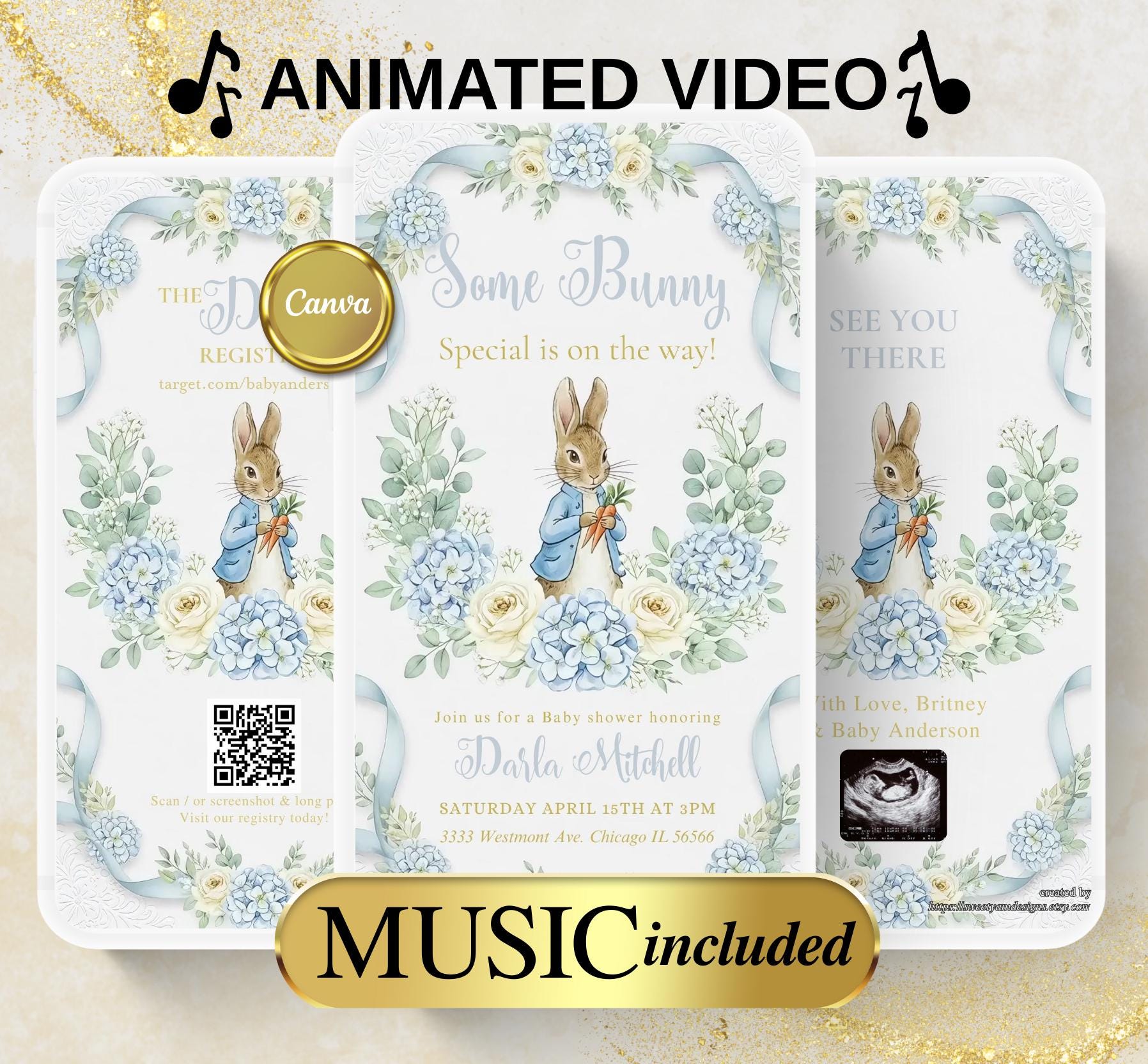 Peter Rabbit Baby Shower Video Invitation: Animated Some Bunny Invite-7 ...