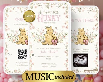 Invitación animada en video para baby shower de Winnie the Pooh rosa (descarga digital) - 98