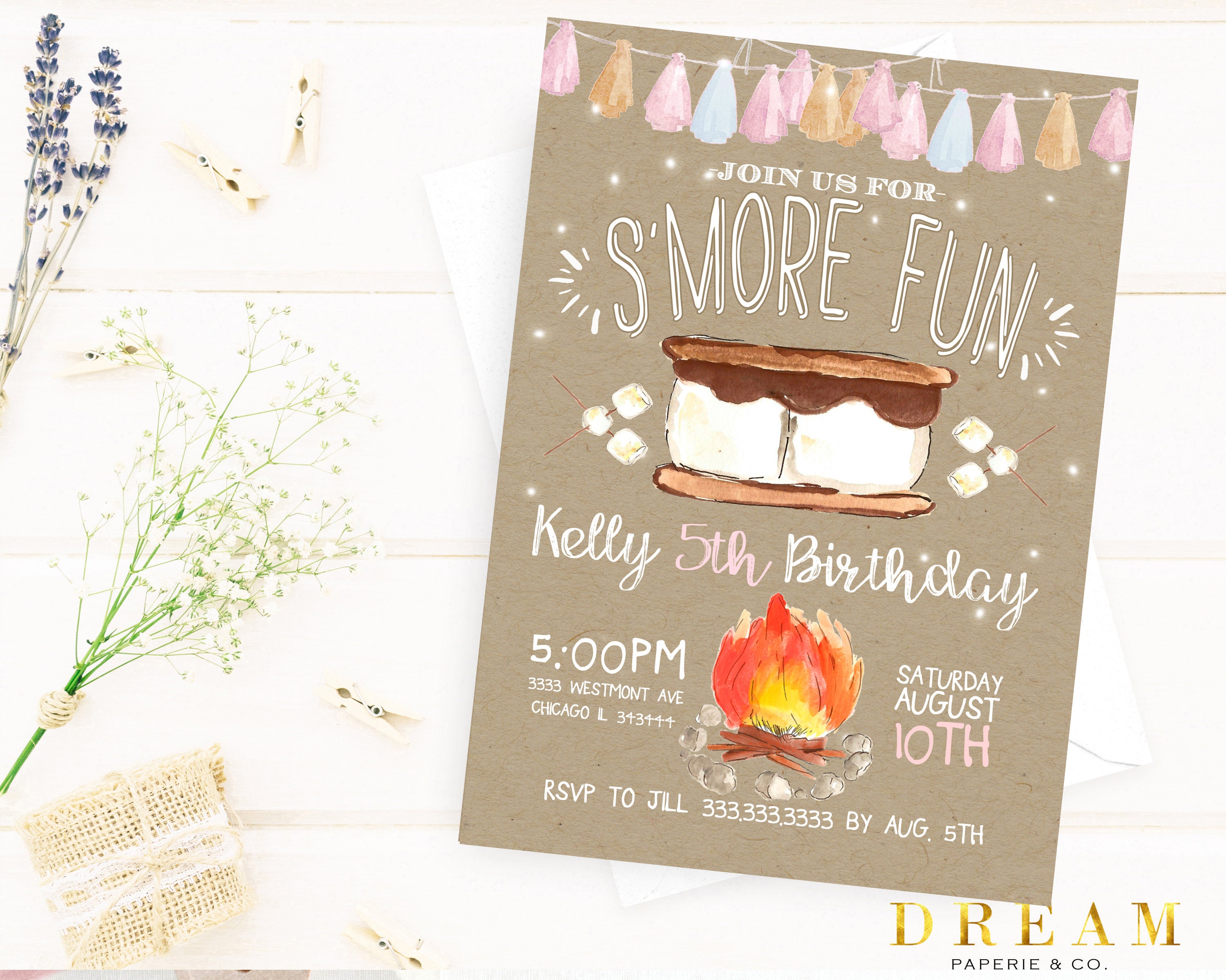 Smore Invitation Smore Birthday Invitation S'more Etsy