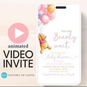 Winnie The Pooh Invitation, Winnie The Pooh Baby Shower Invitations, Winnie The Pooh Invitations Video invitation, Winnie baby shower-12