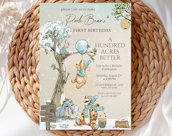 Winnie the Pooh Winter Blue Birthday Invitation (Digital Download)-13