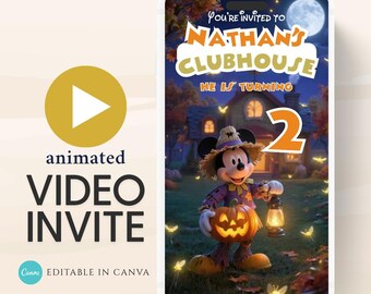 Fall Mickey Mouse Video Invitation: Animated Birthday Party Invite (Digital Download)