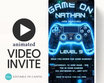 Level Up Video Game Birthday Invitation: Editable Gamer Party Invite (Digital Download)