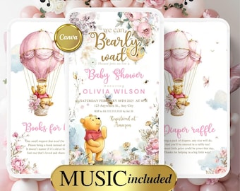 Winnie the Pooh Baby Shower Video Invitation: Animated Canva Template (Digital Download)