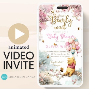 Winnie The Pooh Invitation, Winnie The Pooh Baby Shower Invitations, Winnie The Pooh Invitations Video invitation, Winnie baby shower-15