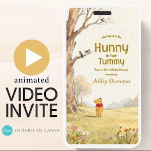 Winnie The Pooh Invitation, Winnie The Pooh Baby Shower Invitations, Winnie The Pooh Invitations Video invitation, Winnie baby shower-26