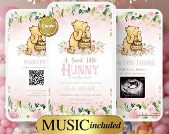 Invitación en video para baby shower de Winnie the Pooh rosa: Invitación animada (descarga digital) - 88