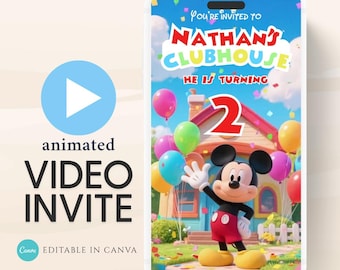 Mickey Mouse Video Invitation: Animated Birthday Party Invite (Digital Download)