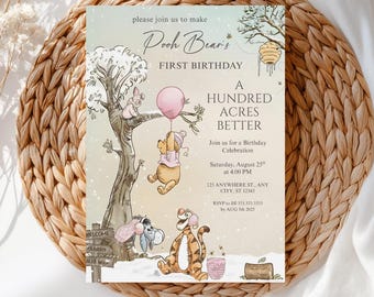 Winnie the Pooh Winter pink Birthday Invitation (Digital Download)-14