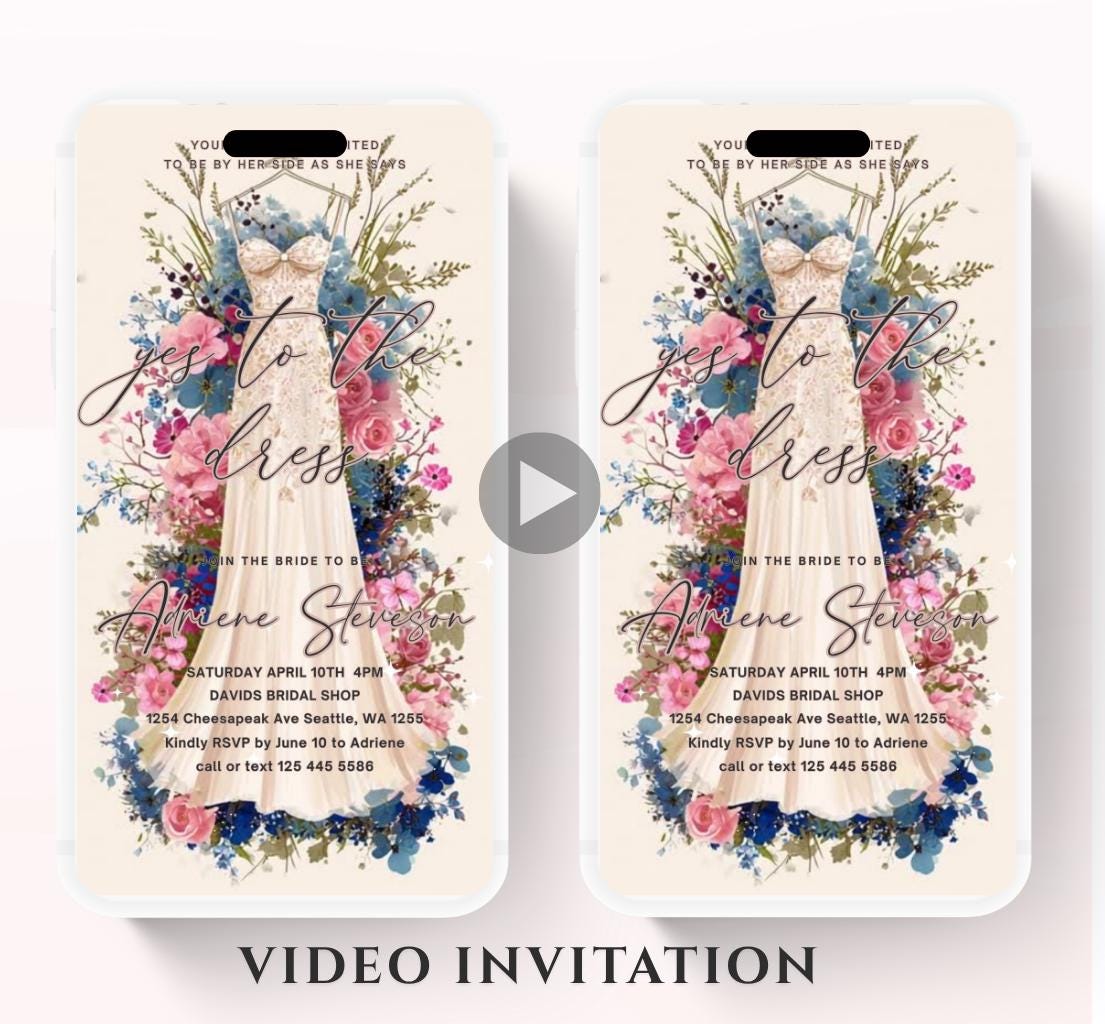 Bridal Shower Video Invitation: Dress Shopping Theme (Digital Download), image size:1105x1024