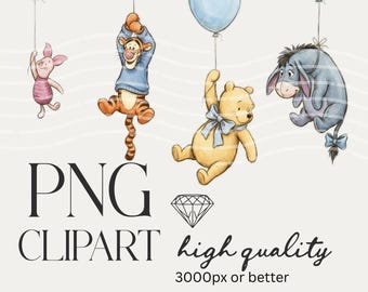 Clipart di Winnie the Pooh: palloncini, Pooh disegnato a mano PNG (uso commerciale)-2