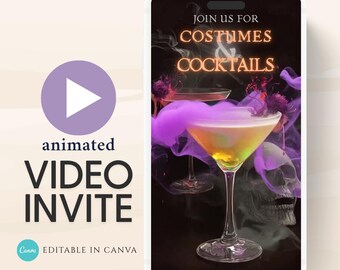 Halloween Costume Party Video Invitation: Editable Canva Template (Digital Download)