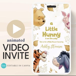 Winnie The Pooh Invitation, Winnie The Pooh Baby Shower Invitations, Winnie The Pooh Invitations Video invitation, Winnie baby shower-38