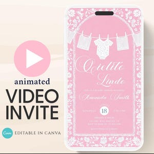 Video Cielito Lindo Baby Shower Invitation, Mexican Baby shower Editable Talavera Theme Papel Picado Invite. Pink template-2