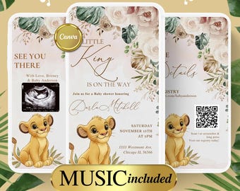 Little King Baby Shower Video Invitation: Editable Canva Template (Digital Download)