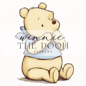 Imágenes prediseñadas de Winnie the Pooh, imágenes prediseñadas de Winnie the Pooh con camisa azul, Winnie the Pooh clásico, Winnie PNG, álbum de recortes de Winnie Pooh, diseño de Winnie PNG-3b