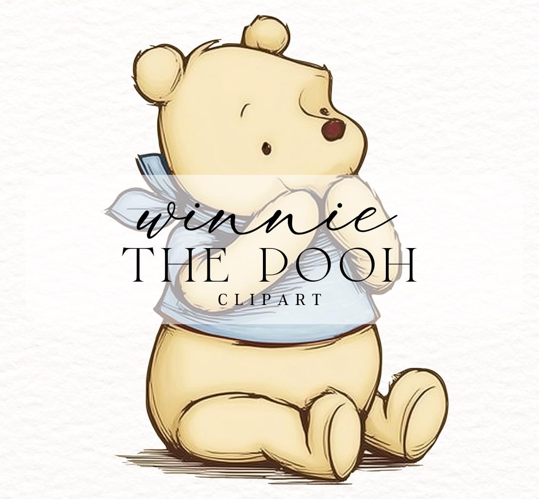 Winnie the pooh clipart, Winnie blue shirt clipart, Winnie classic pooh, Winnie png, Winnie pooh scrapbooking, Winnie png design-3b